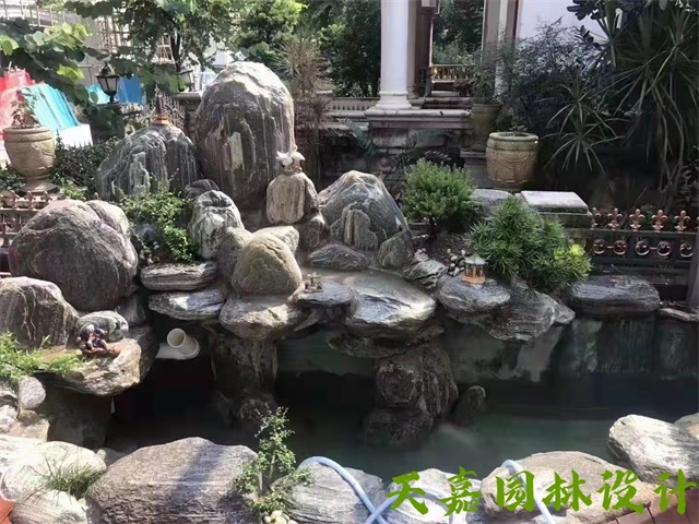 嵩县假山流水喷泉鱼池制作